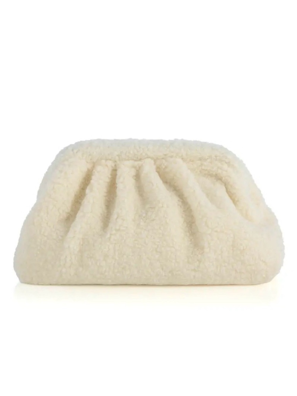 Shiraleah Sherpa clutch ivory white teddy fluffy cloud dumpling makeup pouch bag